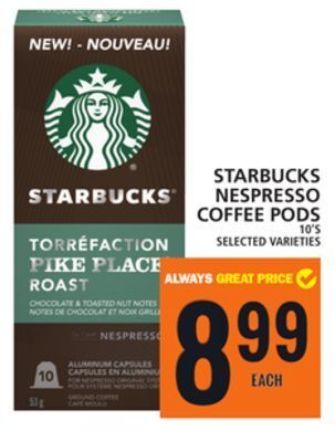 Food Basics Starbucks nespresso coffee pods offer
