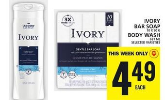 Food Basics Ivory bar soap or body wash offer