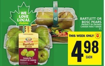 Food Basics Bartlett or bosc pears offer