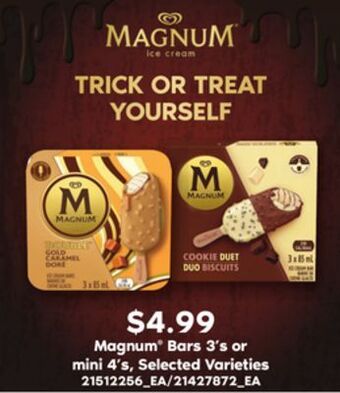 Loblaws Magnum bars 3's or mini 4's offer