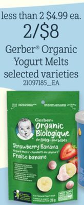 Loblaws Gerber organic yogurt melts offer