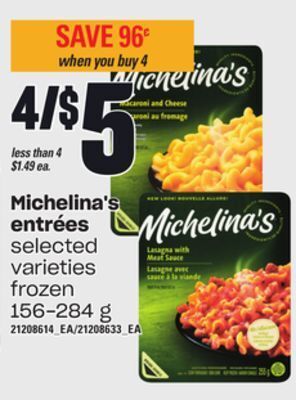 Loblaws Michelina's entrées, 156-284 g offer