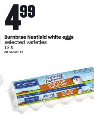 Loblaws Burnbrae nestlaid white eggs, 12's offer