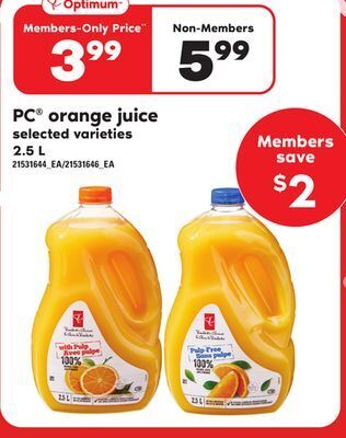 Independent Grocer Pc orange juice, 2.5 l offer