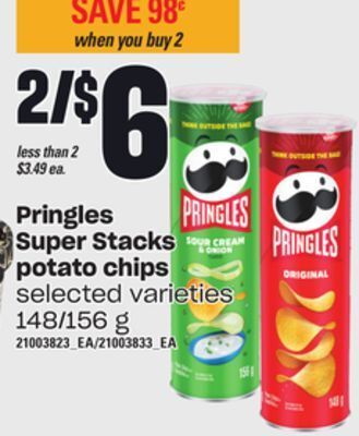 Independent Grocer Pringles super stacks potato chips, 148/156 g offer