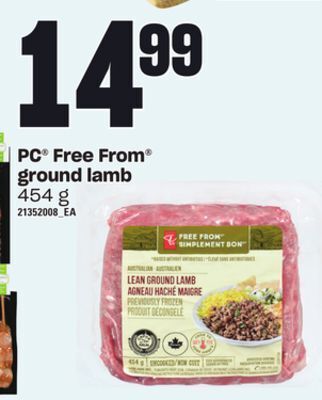 Loblaws Pc free from ground lamb, 454 g offer