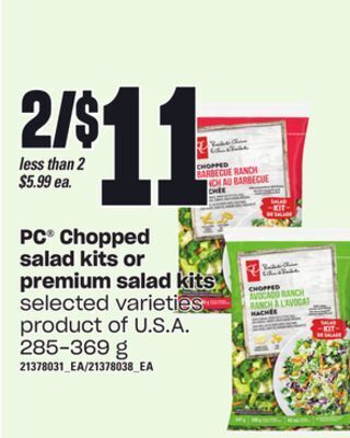Independent Grocer Pc chopped salad kits or premium salad kits, 285-369 g offer