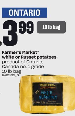 Independent Grocer Farmer's market white or russet potatoes, 10 lb bag offer