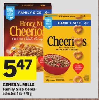 Foodland General mills family size cereal selected 475-778 g offer