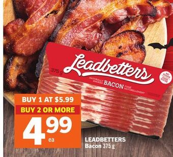 Foodland Leadbetters bacon 375 g offer