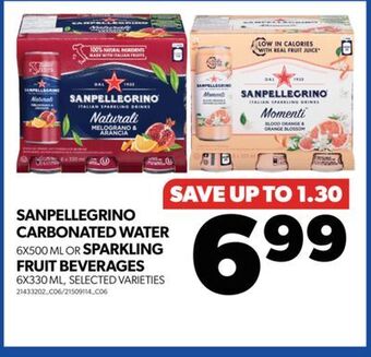 Real Canadian Superstore Sanpellegrino carbonated water, 6x500 ml or sparkling fruit beverages, 6x330 ml offer