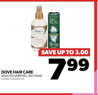 Real Canadian Superstore Dove hair care, 100-750 ml offer