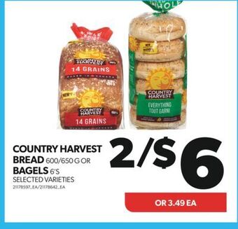 Real Canadian Superstore Country harvest bread, 600/650 g or bagels, 6's offer