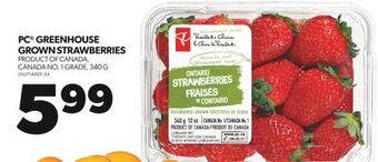 Real Canadian Superstore Pc greenhouse grown strawberries, 340 g offer