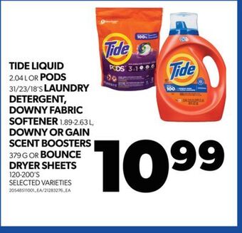 Real Canadian Superstore Tide liquid, 2.04 l or pods, 31/23/18's laundry detergent, downy fabric softener, 1.89-2.63 l, downy or gain scent boosters, offer