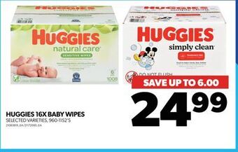 Real Canadian Superstore Huggies 16x baby wipes, 960-1152's offer