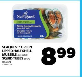 Real Canadian Superstore Seaquest green lipped half shell mussels, 454 g or squid tubes, 680 g offer