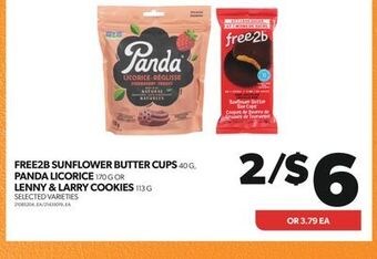 Real Canadian Superstore Free2b sunflower butter cups, 40 g, panda licorice, 170 6 or lenny & larry cookies, 113 g offer