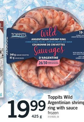 Fortinos Toppits wild argentinian shrimp 425 g offer