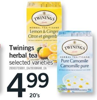 Fortinos Twinings herbal tea, 20's offer