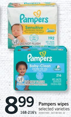 Fortinos Pampers wipes, 168-216's offer
