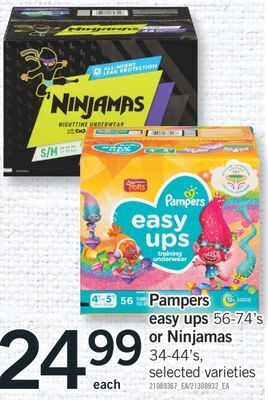Fortinos Pampers easy ups easy ups 56-74' s or ninjamas 34-44' s offer