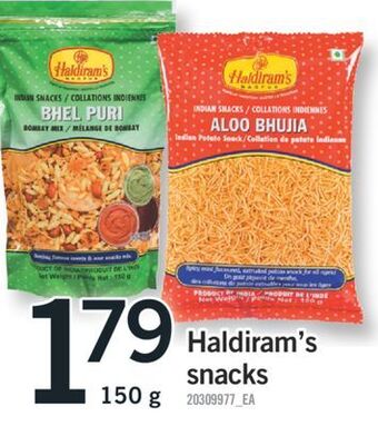 Fortinos Haldiram's snacks, 150 g offer