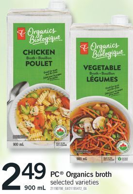Fortinos Pc organics broth, 900 ml offer