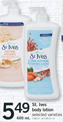 Fortinos St. ives body lotion, 600 ml offer