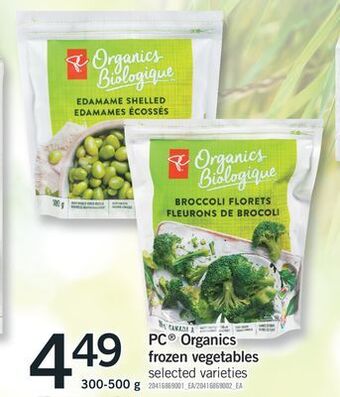 Fortinos Pc organics frozen vegetables offer