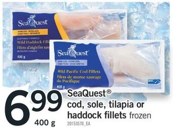 Fortinos Seaquest cod, sole, tilapia or haddock fillets, 400g offer
