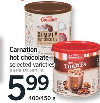 Fortinos Carnation hot chocolate, 400/450 g offer