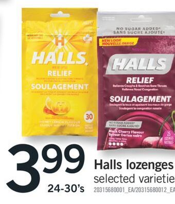Fortinos Halls lozenges, 24-30's offer