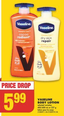 No Frills Vaseline body lotion, 400/600 ml or 227 g offer