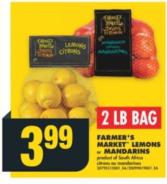 No Frills Farmer's market lemons or mandarins, 2 lb bag offer