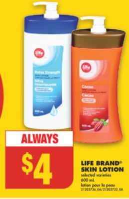 No Frills Life brand skin lotion, 600 ml offer