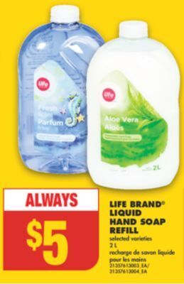 No Frills Life brand liquid hand soap refill, 2 l offer