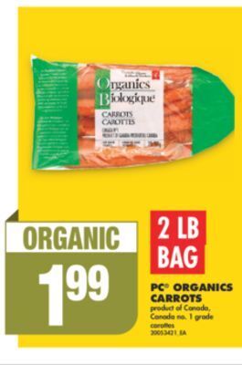 No Frills Pc organics carrots, 2 lb bag offer