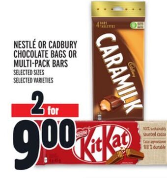 Metro Nestlé or cadbury chocolate bags or multi-pack bars offer