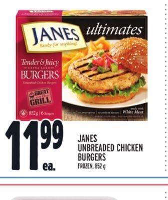 Metro Janes unbreaded chicken burgers offer