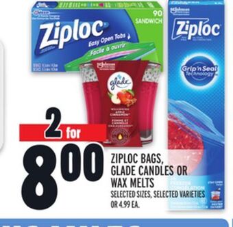 Metro Ziploc bags, glade candles or wax melts offer