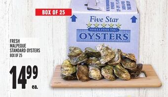 Metro Fresh malpeque standard oysters offer