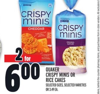 Metro Quaker crispy minis or rice cakes offer