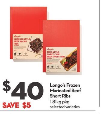 Longo's Longo's frozen marinated beef short ribs offer