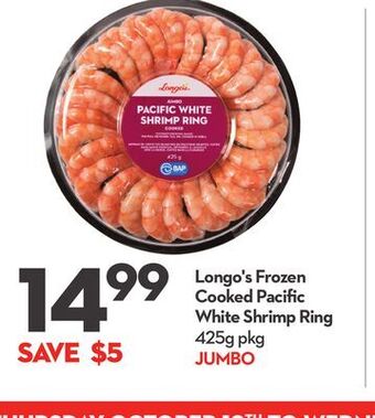 Longo's Longo's frozen cooked pacifi c white shrimp ring offer