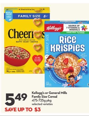 Longo's Kellogg's or general mills family size cereal offer