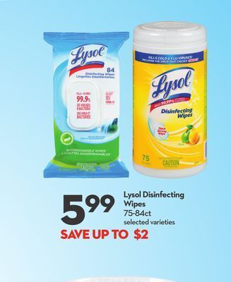 Longo's Lysol disinfecting wipes offer