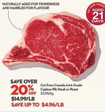 Longo's Cut from canada aaa grade capless rib steak or roast offer