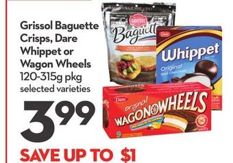 Longo's Grissol baguette crisps, dare whippet or wagon wheels offer