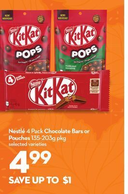 Longo's Nestlé 4 pack chocolate bars or pouches offer